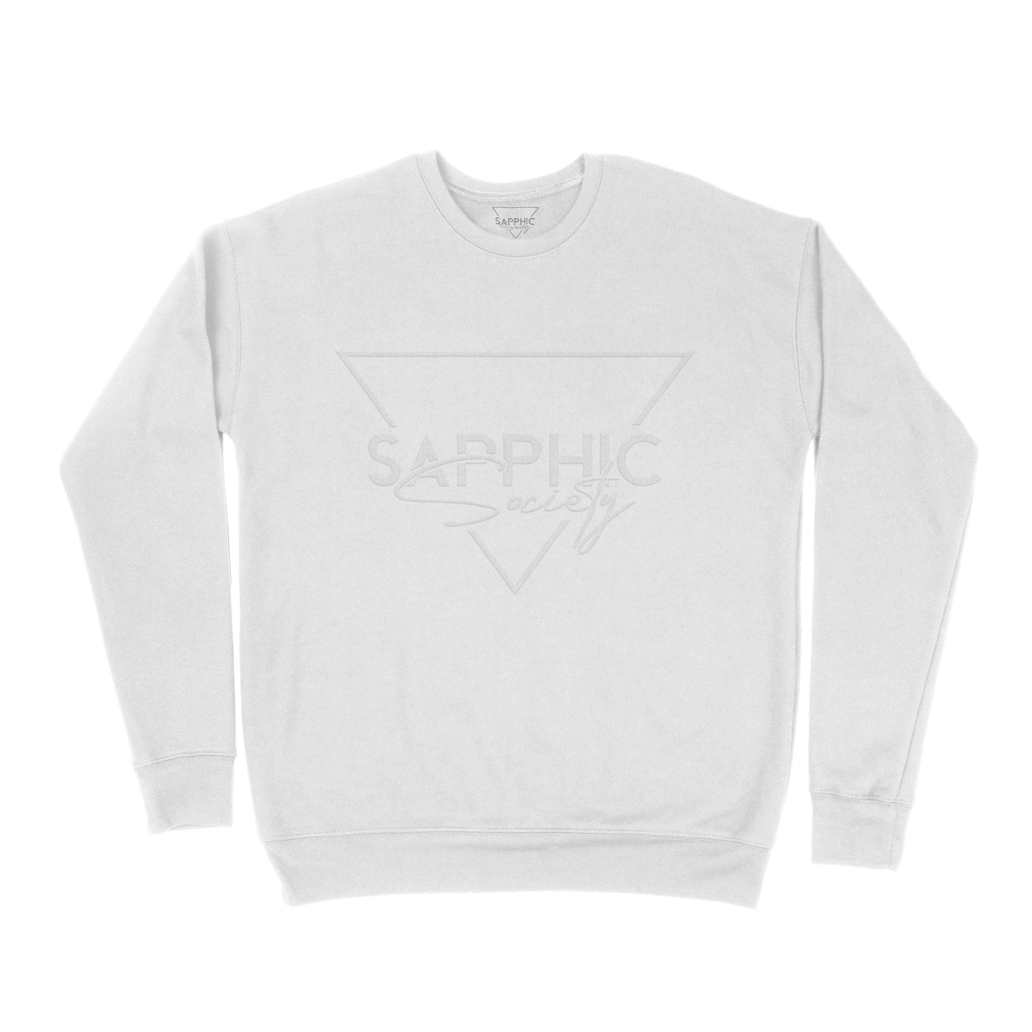 White Embroidered Sweatshirt - Sapphic Society